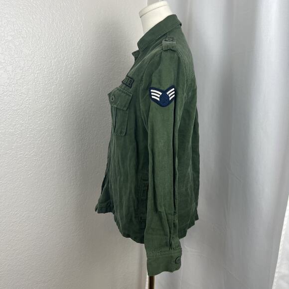 Rails Kato Military Shirt Jacket Womens XS Green Button Up Linen Blend Grunge - Picture 3 of 11